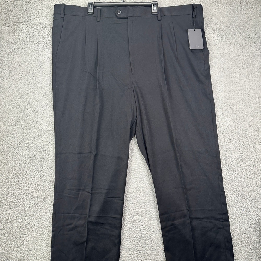 GS Mens Performance‎ Dress Pants 50 Black Continuous Comfort Pleated Stretch NEW